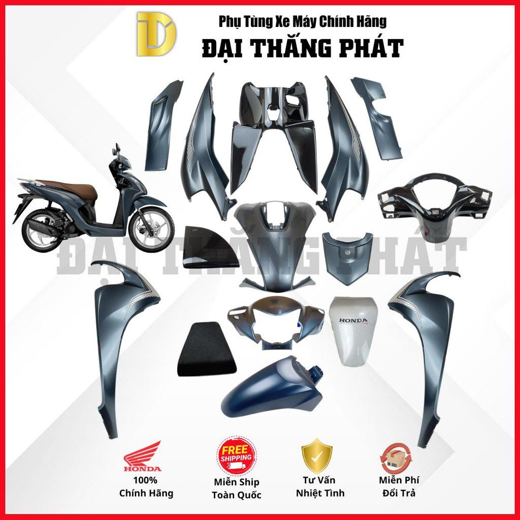 (Có bán lẻ) Dàn áo Vision 110cc (2024) K2C phiên bản Cổ điển-Màu Xanh đen bạc-NHC34 chính hãng Honda