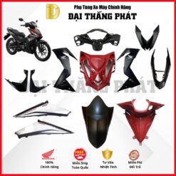 (Có bán lẻ) Dàn áo xe Winner K56 (2016) màu Đen nhám đỏ - NHA76M chính hãng Honda