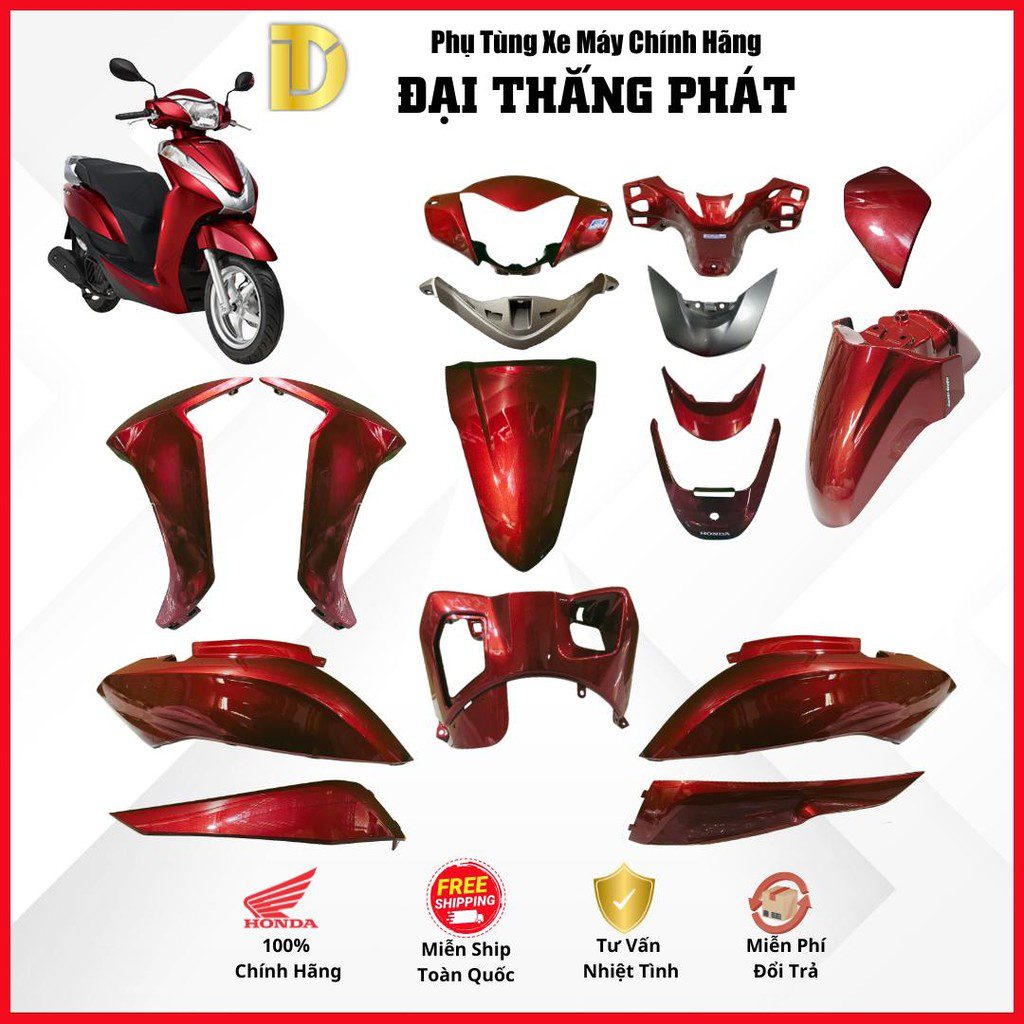 (Có bán lẻ) Dàn áo xe Lead 125cc (2013-2015) màu Đỏ - R350 chính hãng Honda