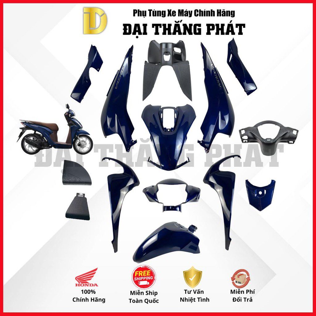 (Có bán lẻ) Dàn áo Vision 110cc năm 2025 K2C màu Xanh đen nâu - PB421 - phiên bản cao cấp chính hãng Honda